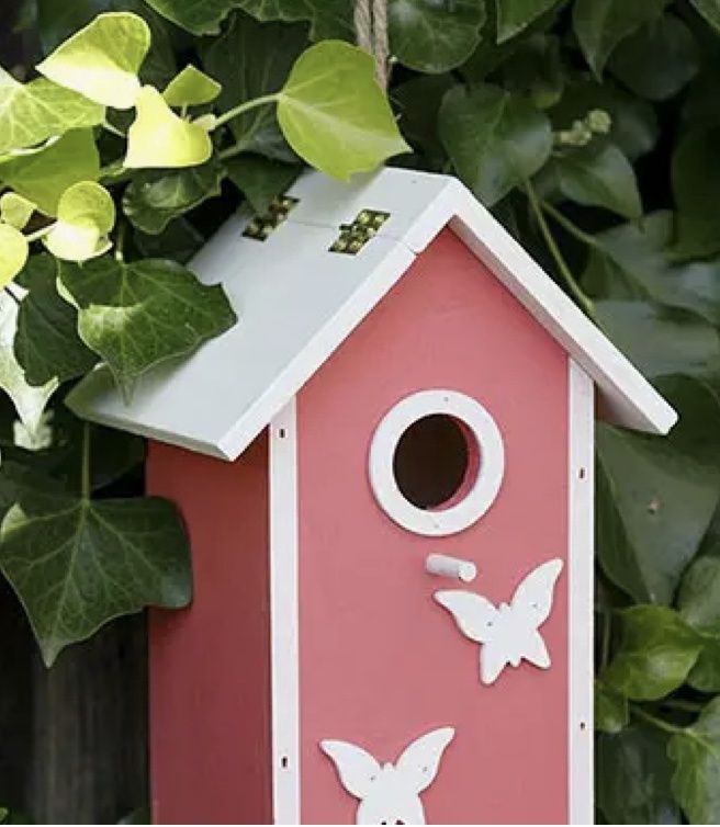 Cotton Candy Bird House w/ Butterflies - Pink