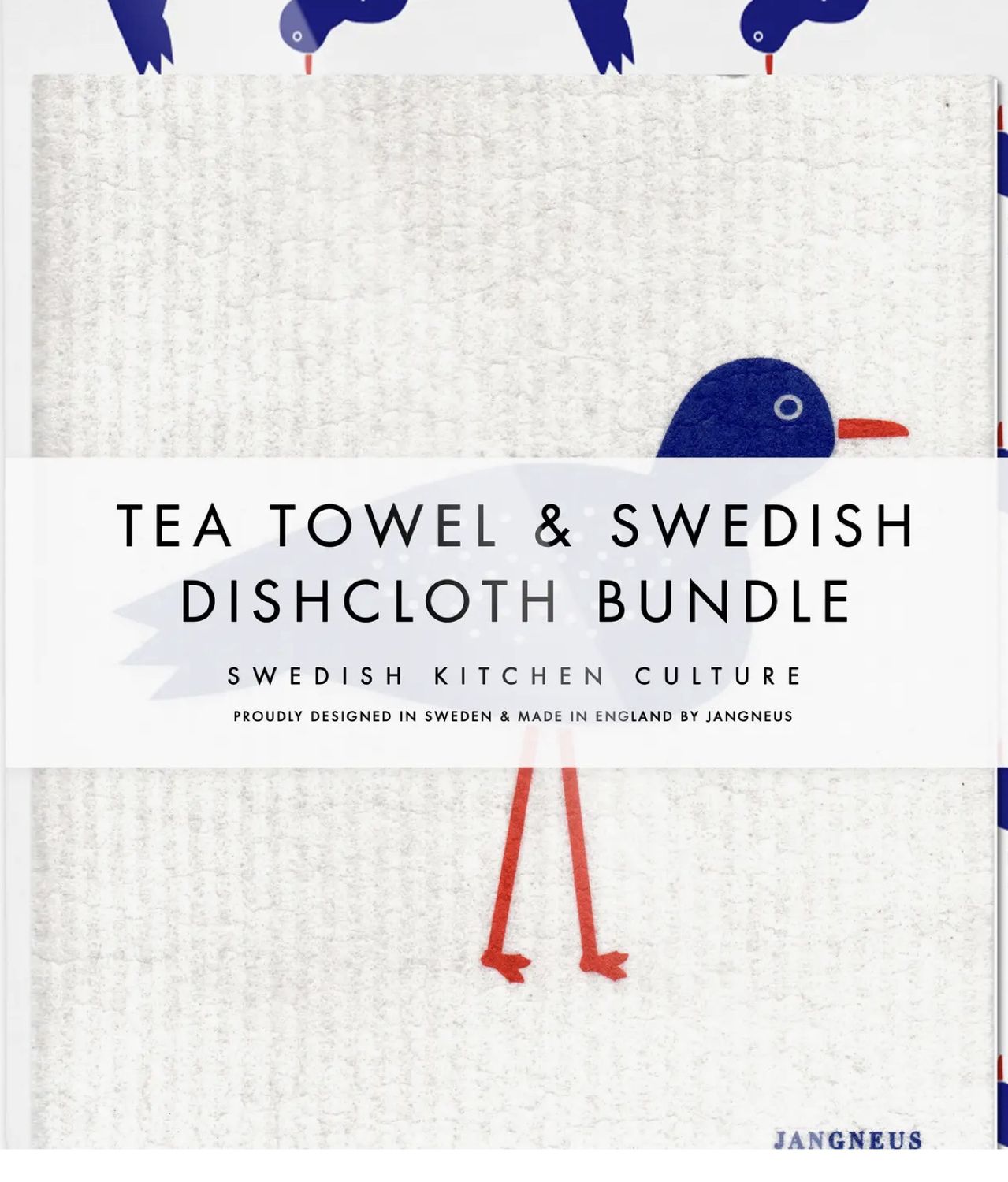 Swedish Dishcloth & Tea Towel Blue Bird