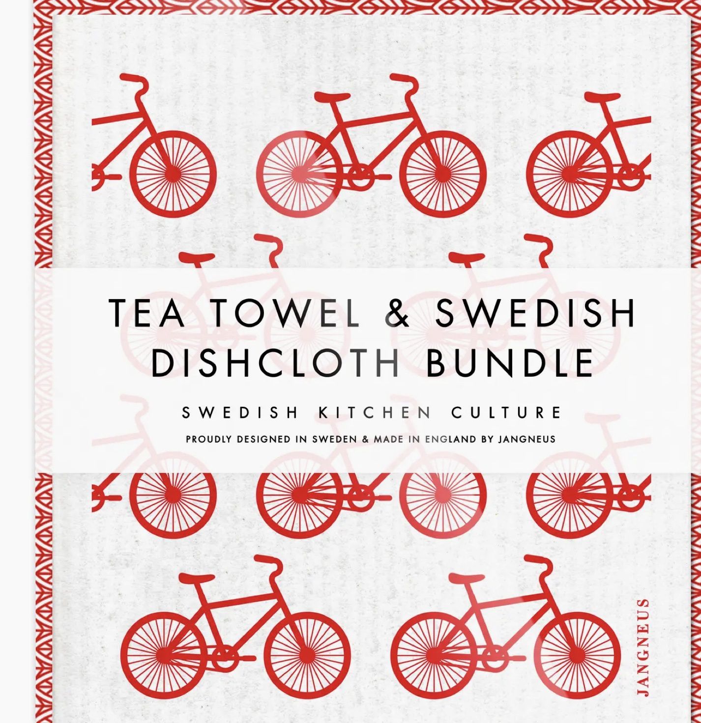 Swedish Dishcloth & Tea Towel - Bikes Red