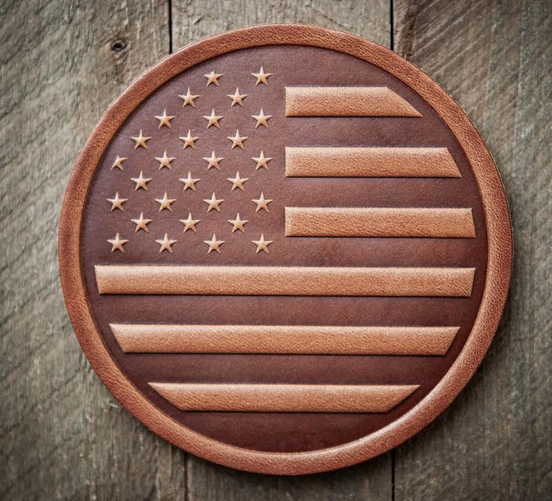 American Flag Leather Coaster