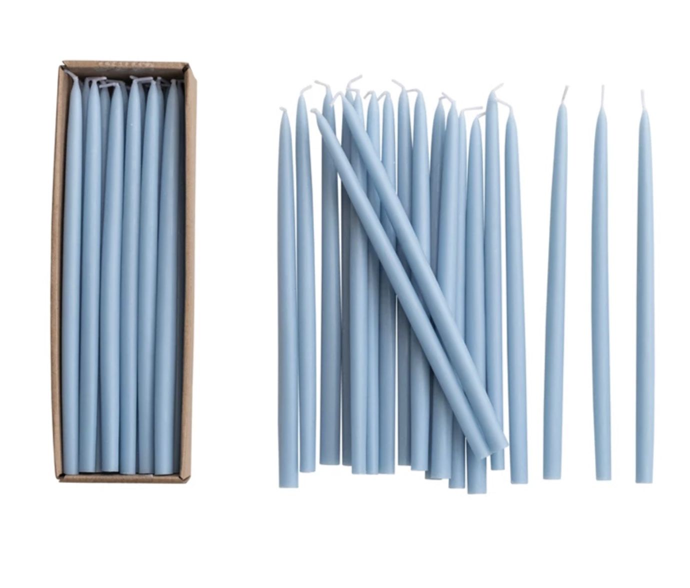 10" Thin Taper Candles Light Blue S/6