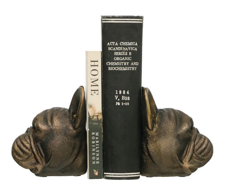 Dog Head Bookends with Antique finish S/2