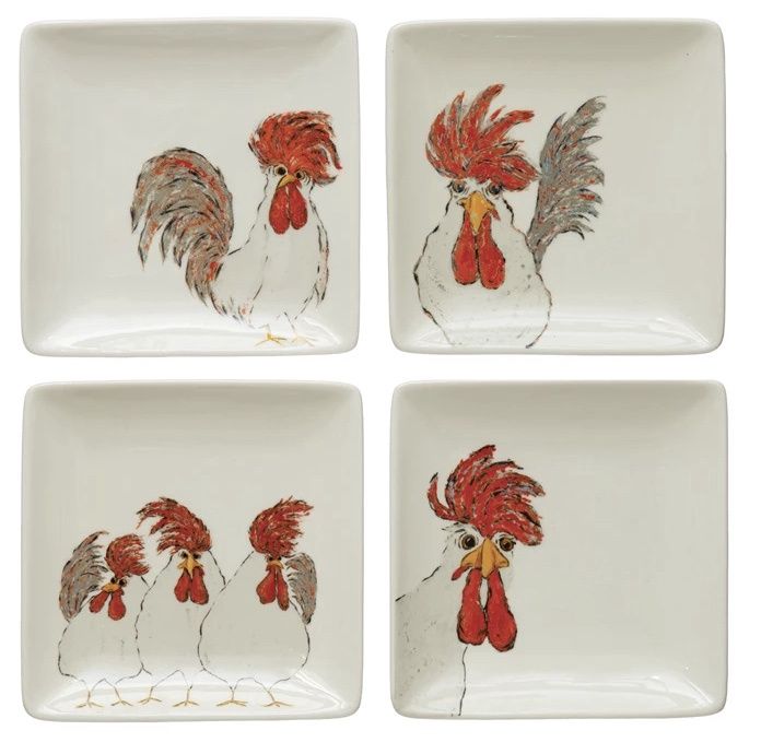 Stoneware Plate with Chicken