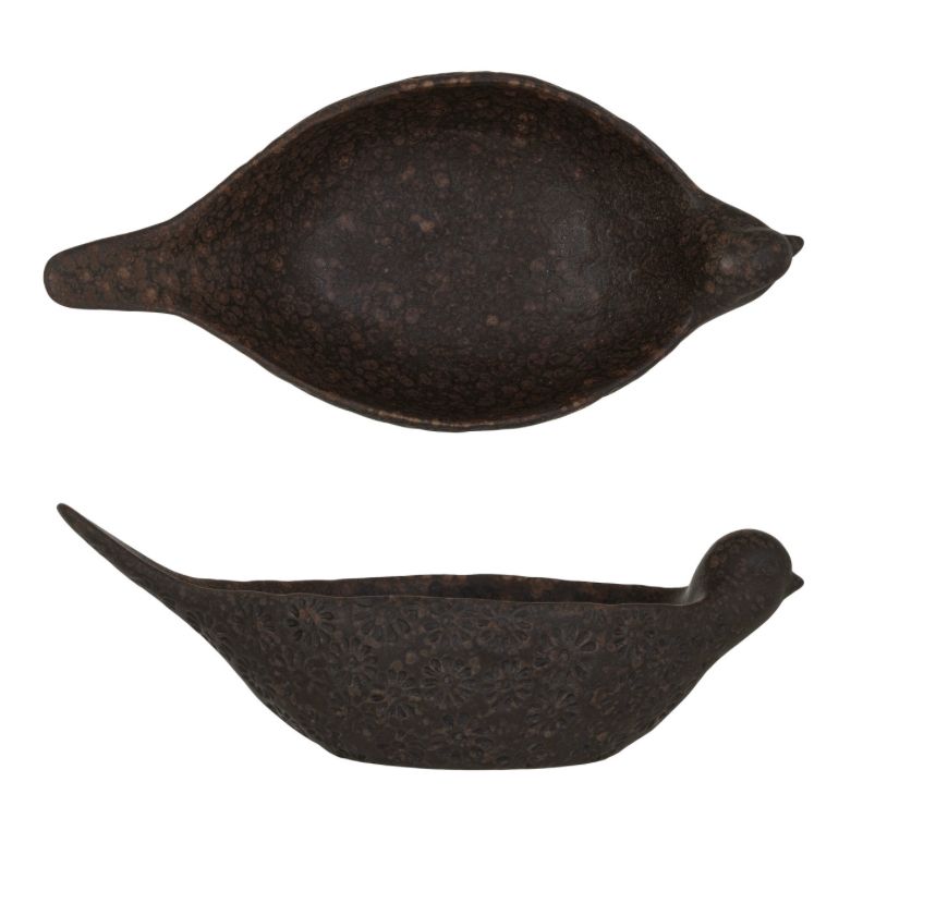 Debossed Stoneware Bird Bowl