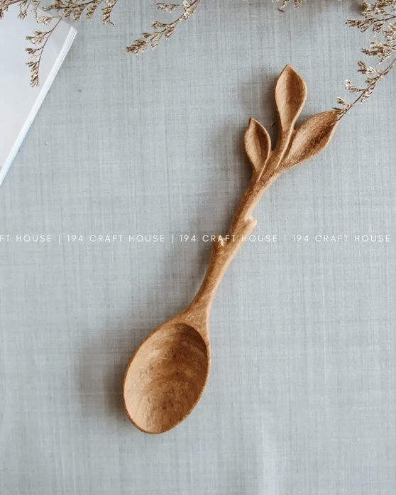 Artisan Leaf Handle Wooden Spoon
