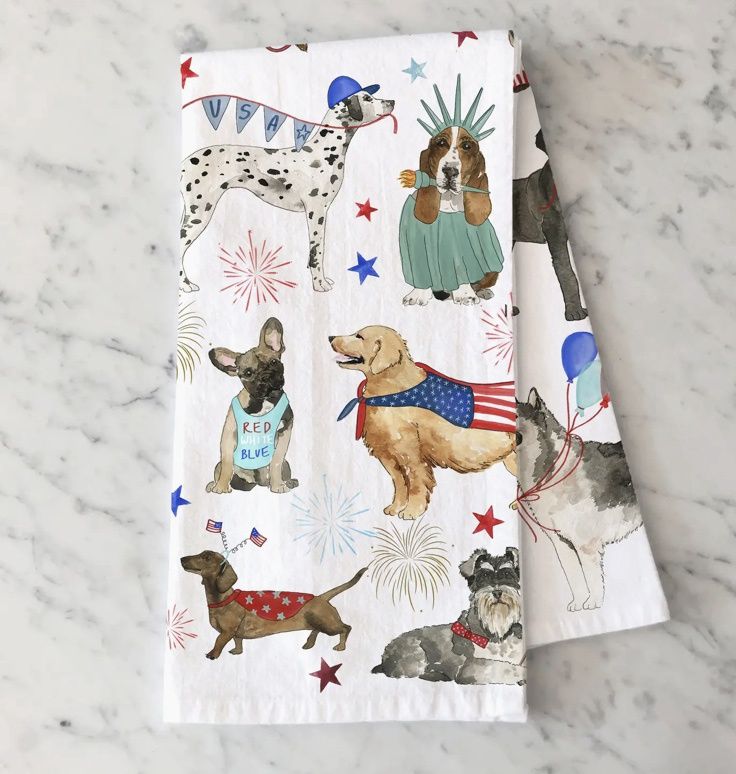 Patriotic Dog Kitchen Towel