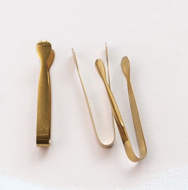 Stainless Steel Ice Tongs Gold Finish