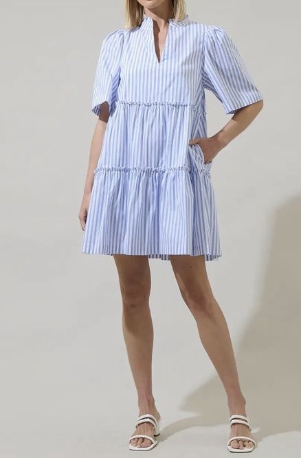 Boe Striped Dixie Split Neck Shift Dress