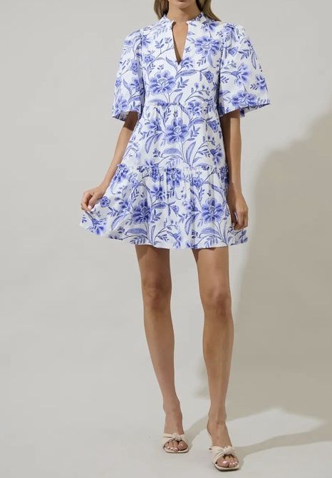 Maeve Floral Dixie Split Neck Shift Dress