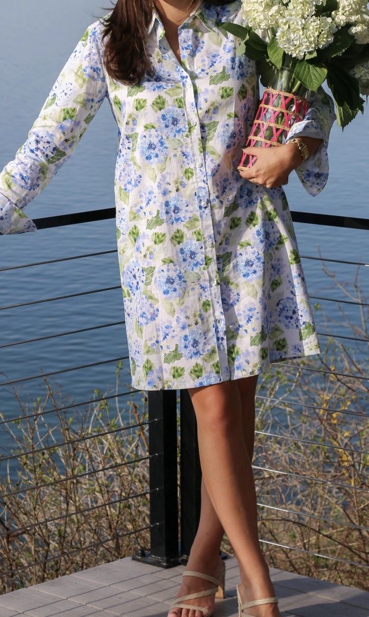 Hydrangea Collared Shirt Dress