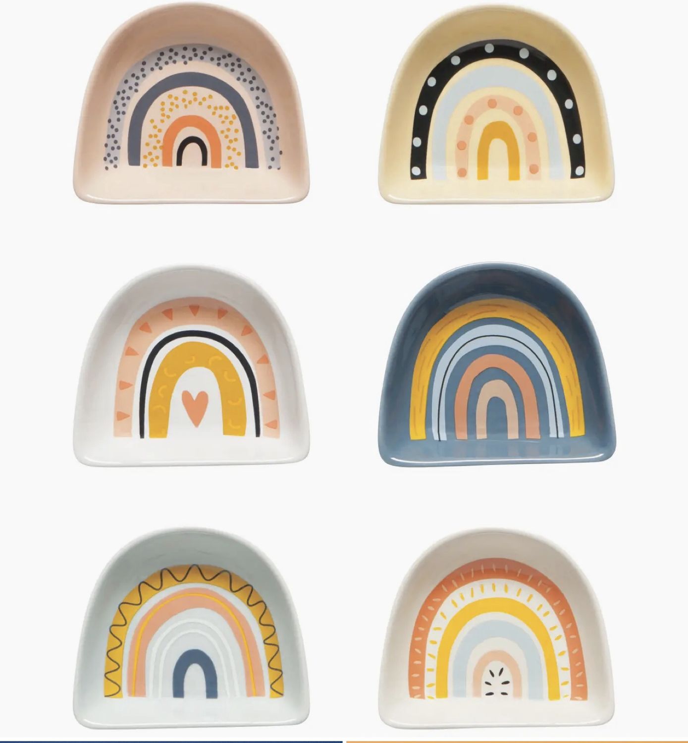 Rainbow Shaped Pinch Bowls S/6