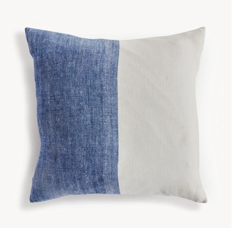 Jules European Linen Pillow 24", Blue
