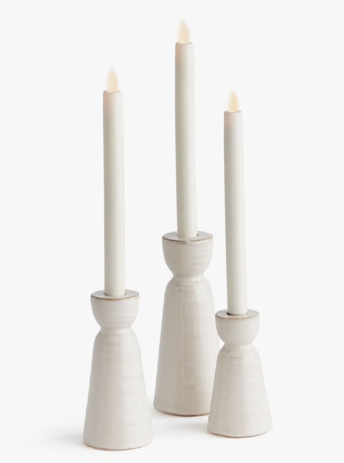 Libbey Taper Holders, White S/3