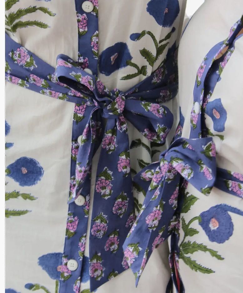 Floral Indian Block Tie Bow Belt