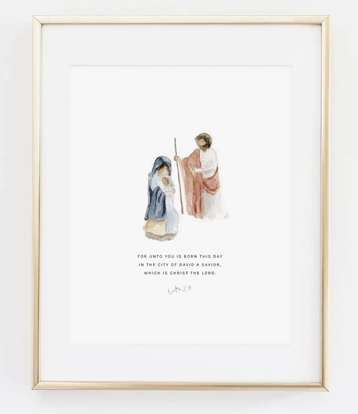 luke 2:11 mary & joseph scripture print 11X14
