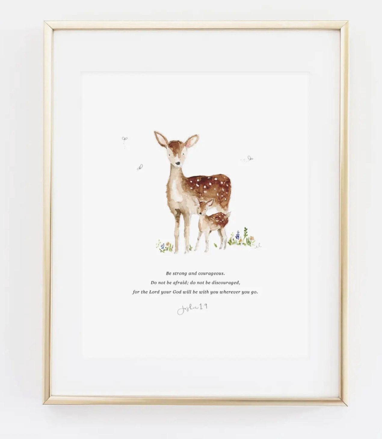 joshua 1:9 mama + baby deer scripture print