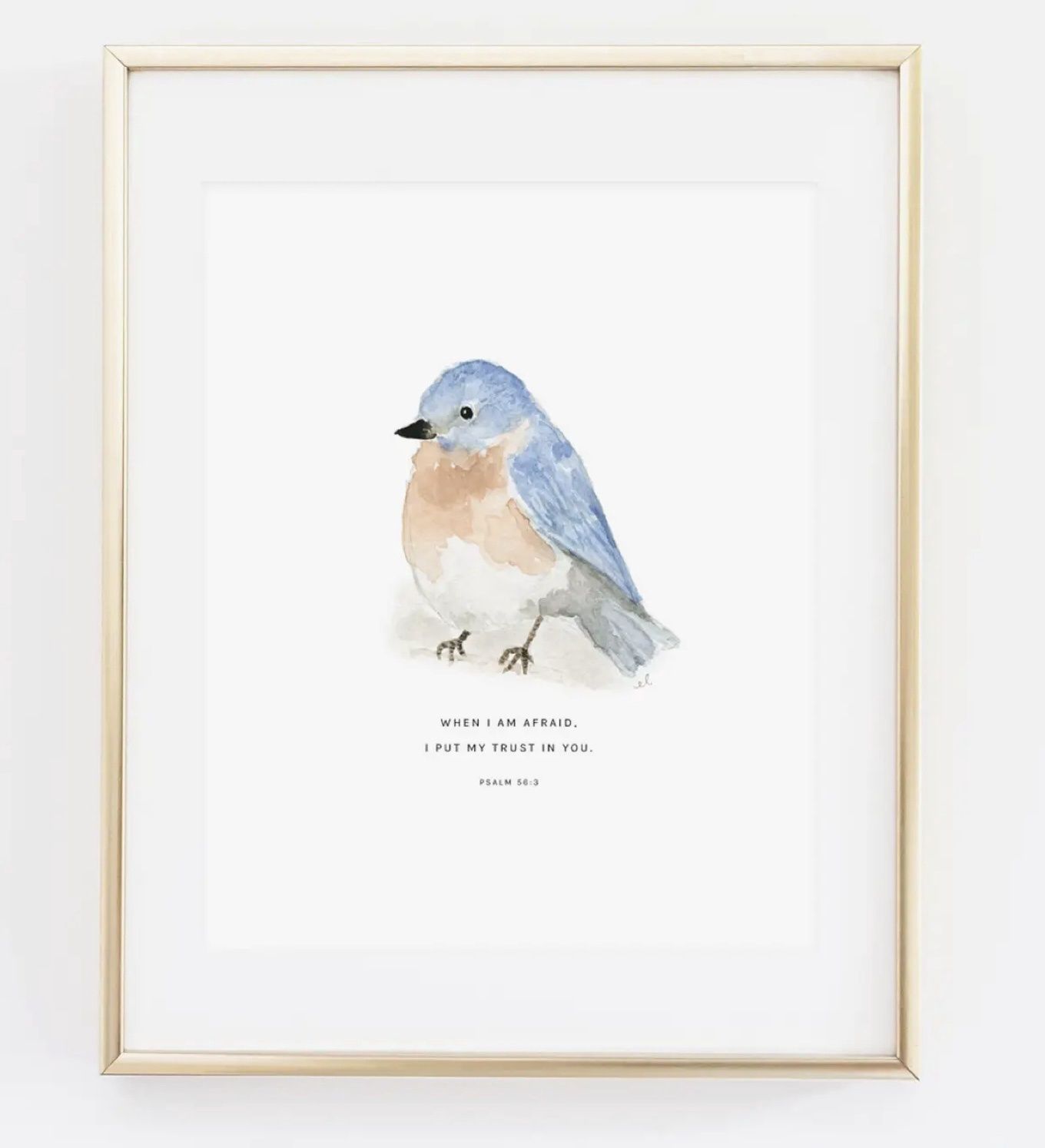psalm 56:3 bluebird scripture print