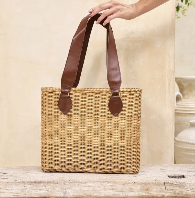 Rattan European Tote w/ Batik Lining