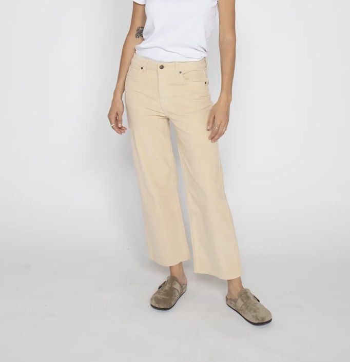 Aberdeen Ankle Crop Corduroy Pants, Almond