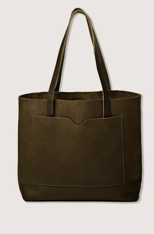 Leather Raw Edge Tote