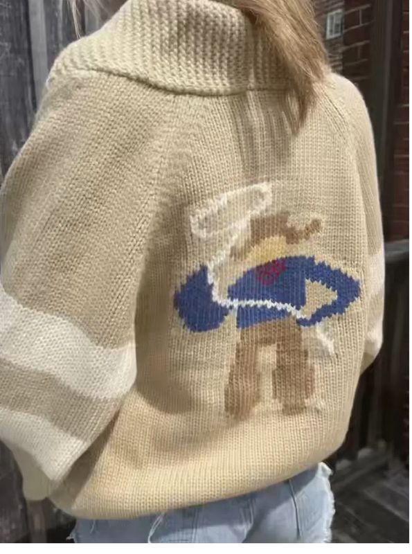 Varsity Chunky Cowboy Cardigan-Camel