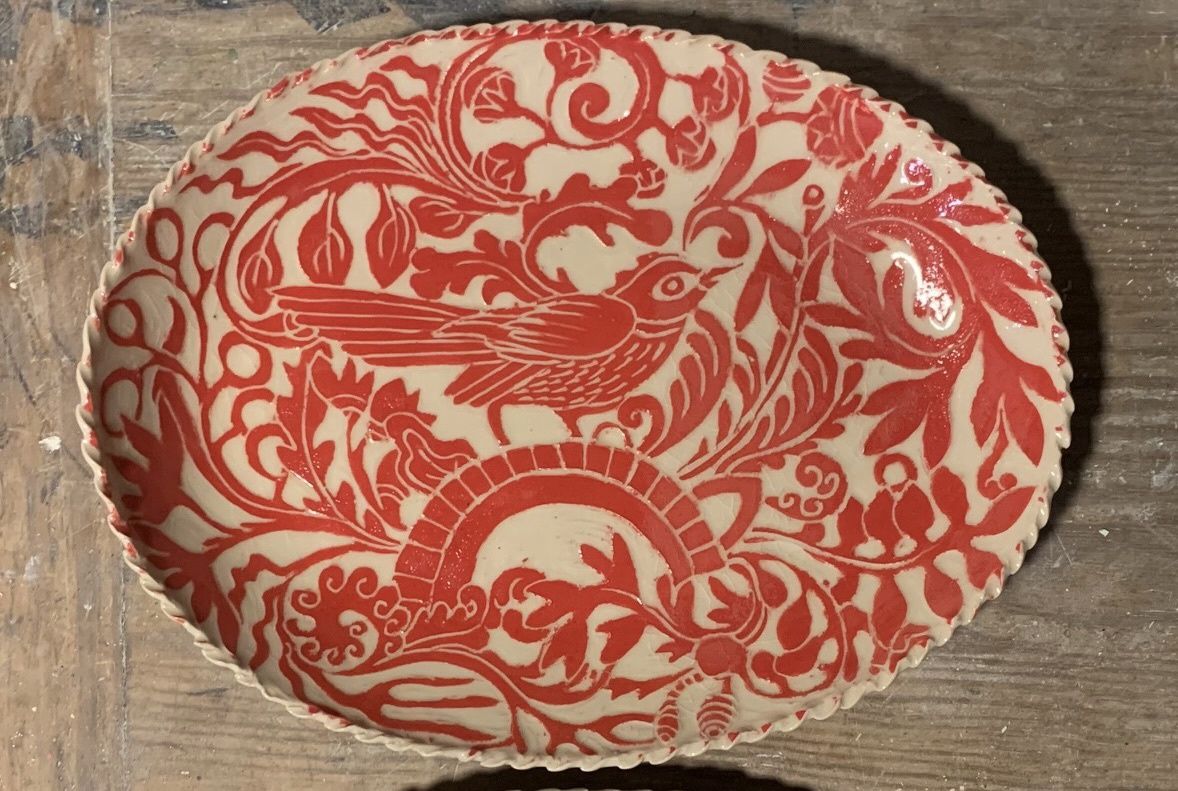 Bird Oval Platter - Large 14"