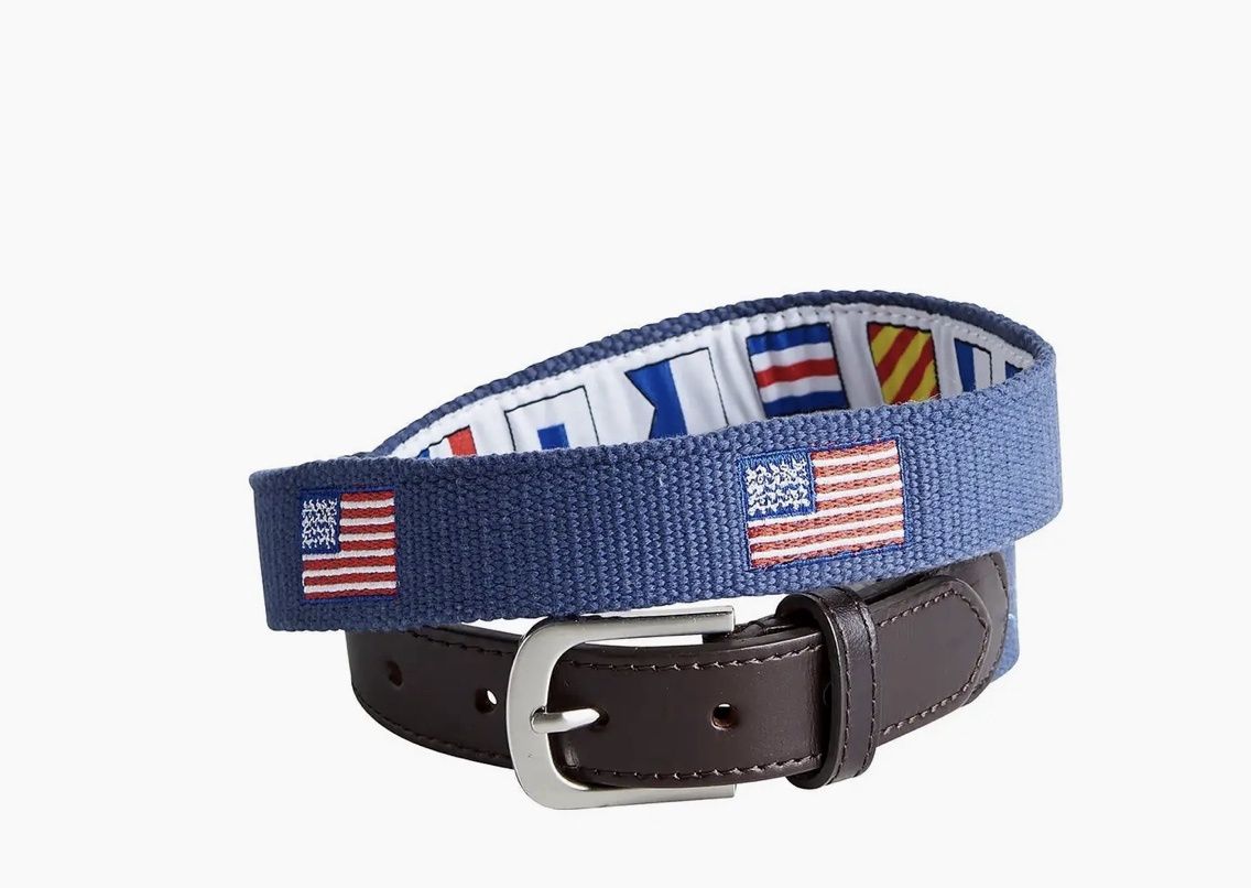 Bowsprit Belt Nantucket Navy Embroidered with American Flag