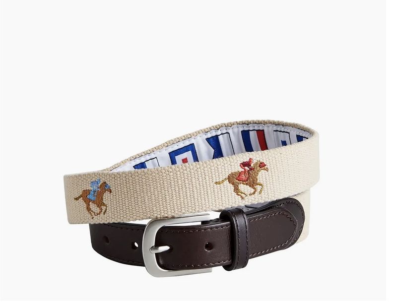 Bowsprit Belt Tan Embroidered with Racing Horses