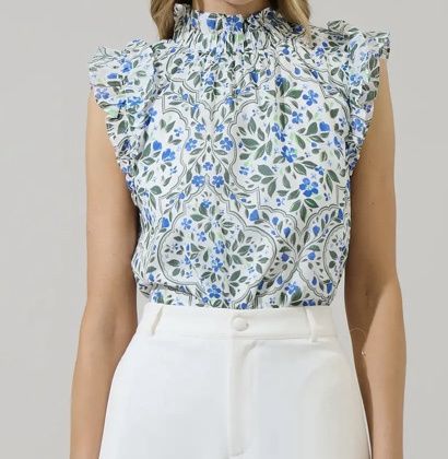Hilo Floral Zoie Ruffle Top
