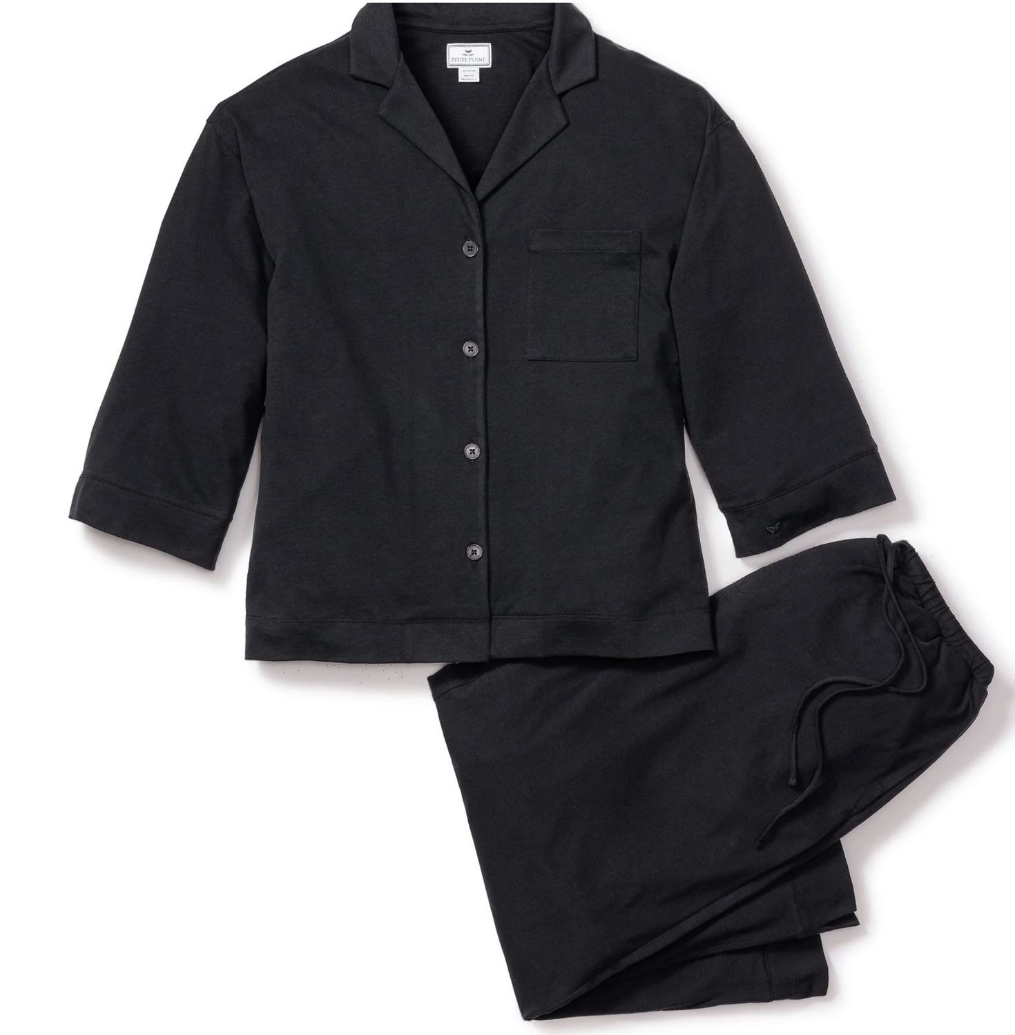 Luxe Pima Black Wide Leg Pajama Set