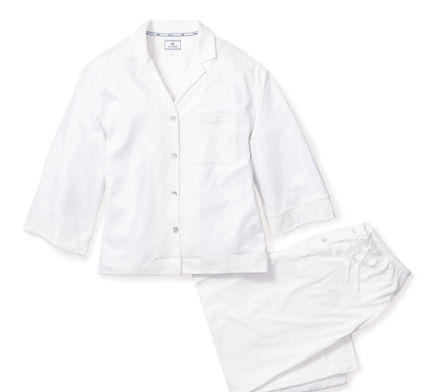 Luxe Pima White Wide Leg Pajama Set