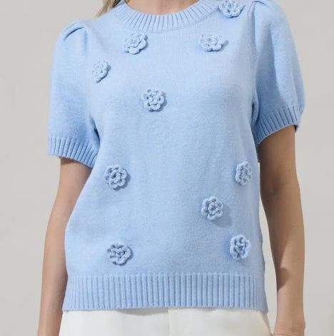 Tassa Floral Short Sleeve Sweater Top