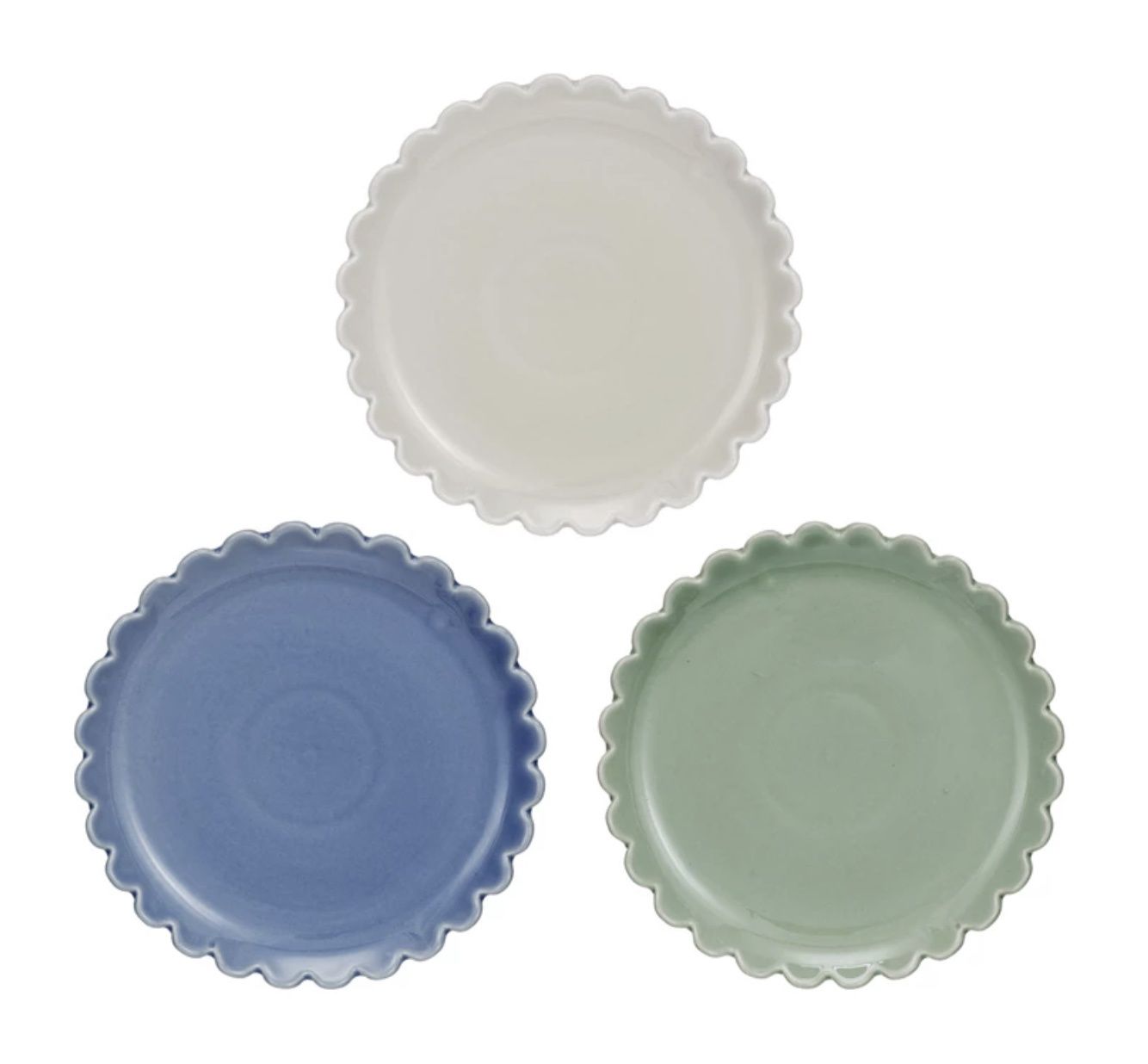 Stoneware Plate w/ Scalloped Edge, 3 Colors