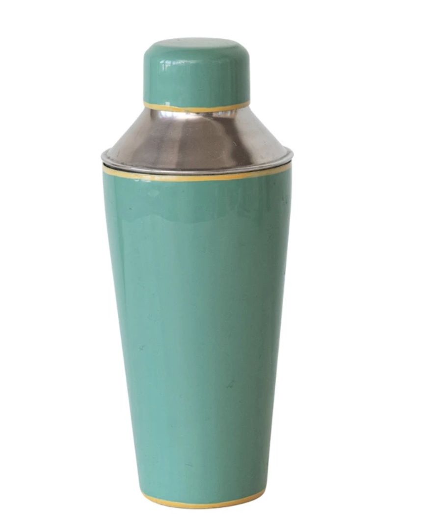 21 oz. Enameled Stainless Steel Cocktail Shaker w/ Colored Edge