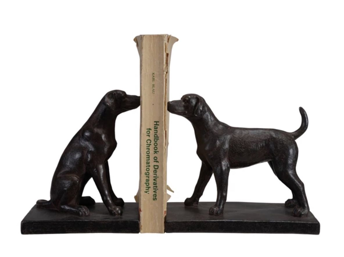 Resin Dog Bookends, Black, Set of 2