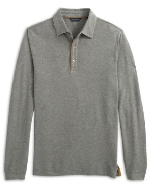 COTTON/WOOL PIQUE POLO- Charcoal