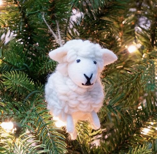 White Wooley Sheep Ornament
