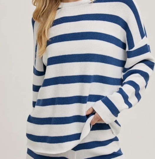 Striped Knit Pullover and Short Set