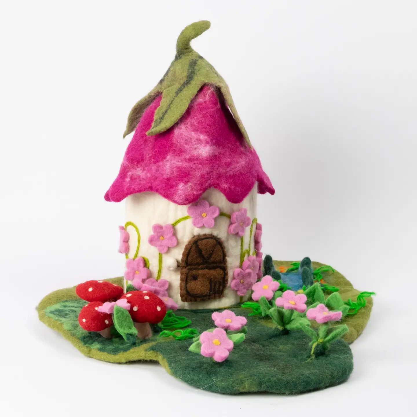 Finger Puppets - Felt Pink Fairy Cottage