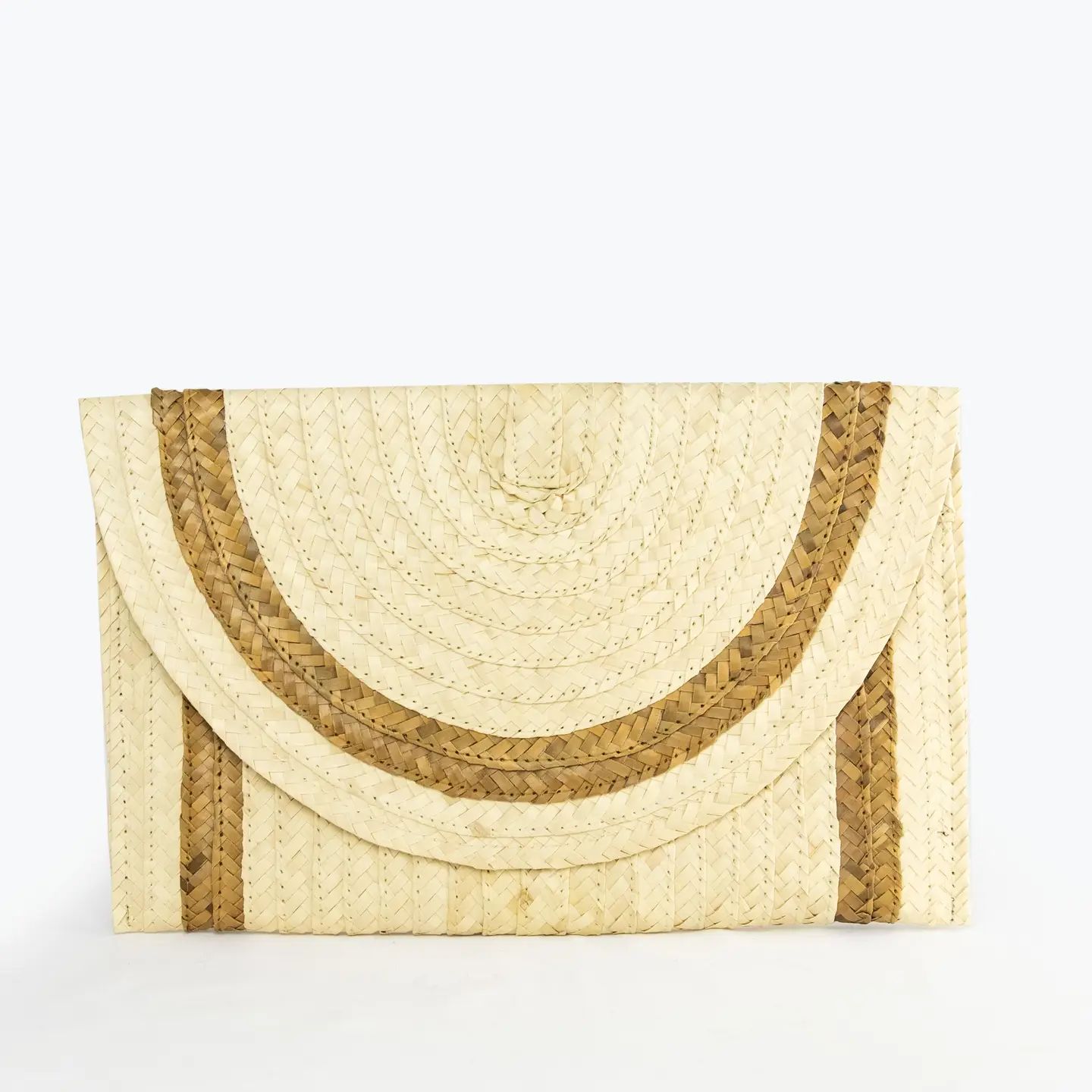 Straw Clutch - Ivory with Natural Trim