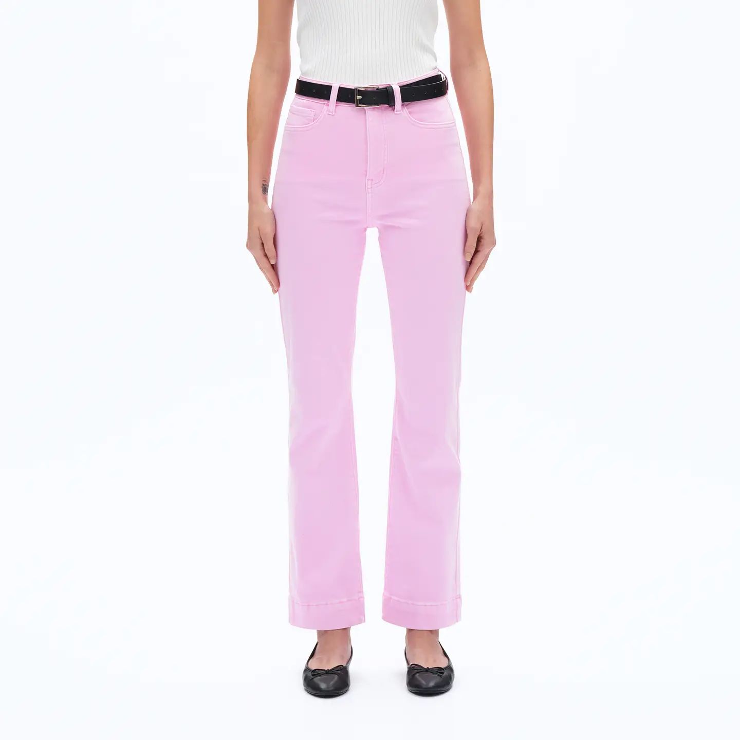 High Rise Bootcut Twill Pants