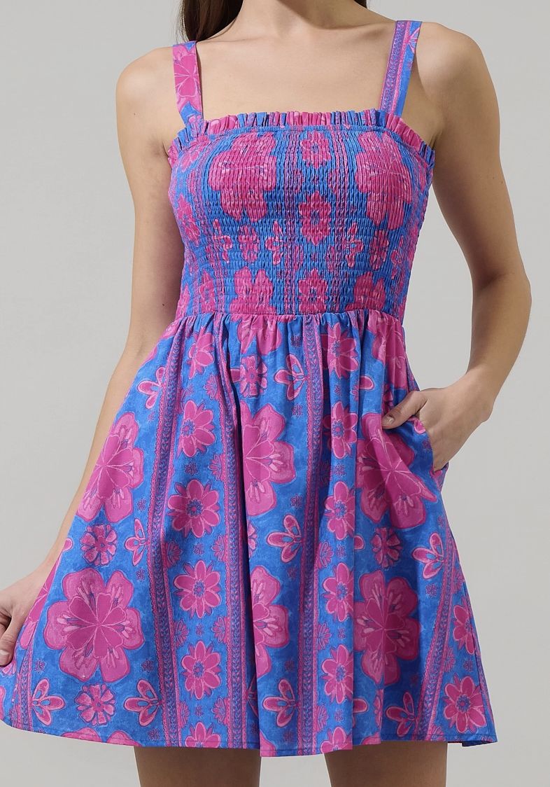 Bethel Floral Shelm Smocked Mini Dress