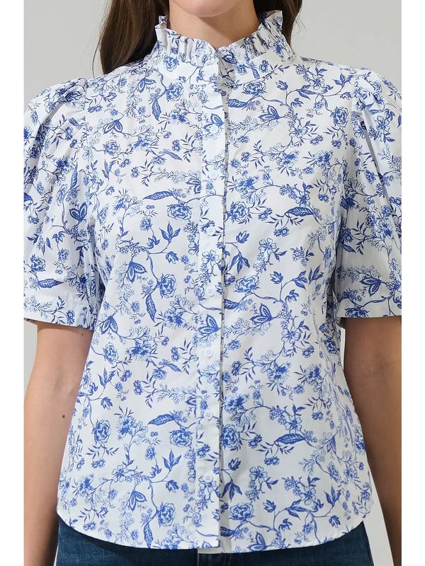 Kearny Floral Finley Ruffle Button Down Top