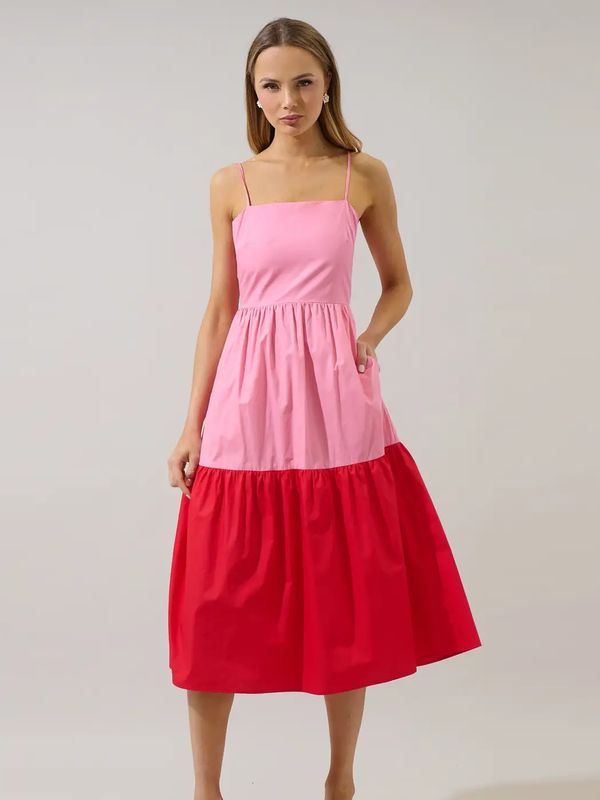 Rebekah Color Block Midi Dress