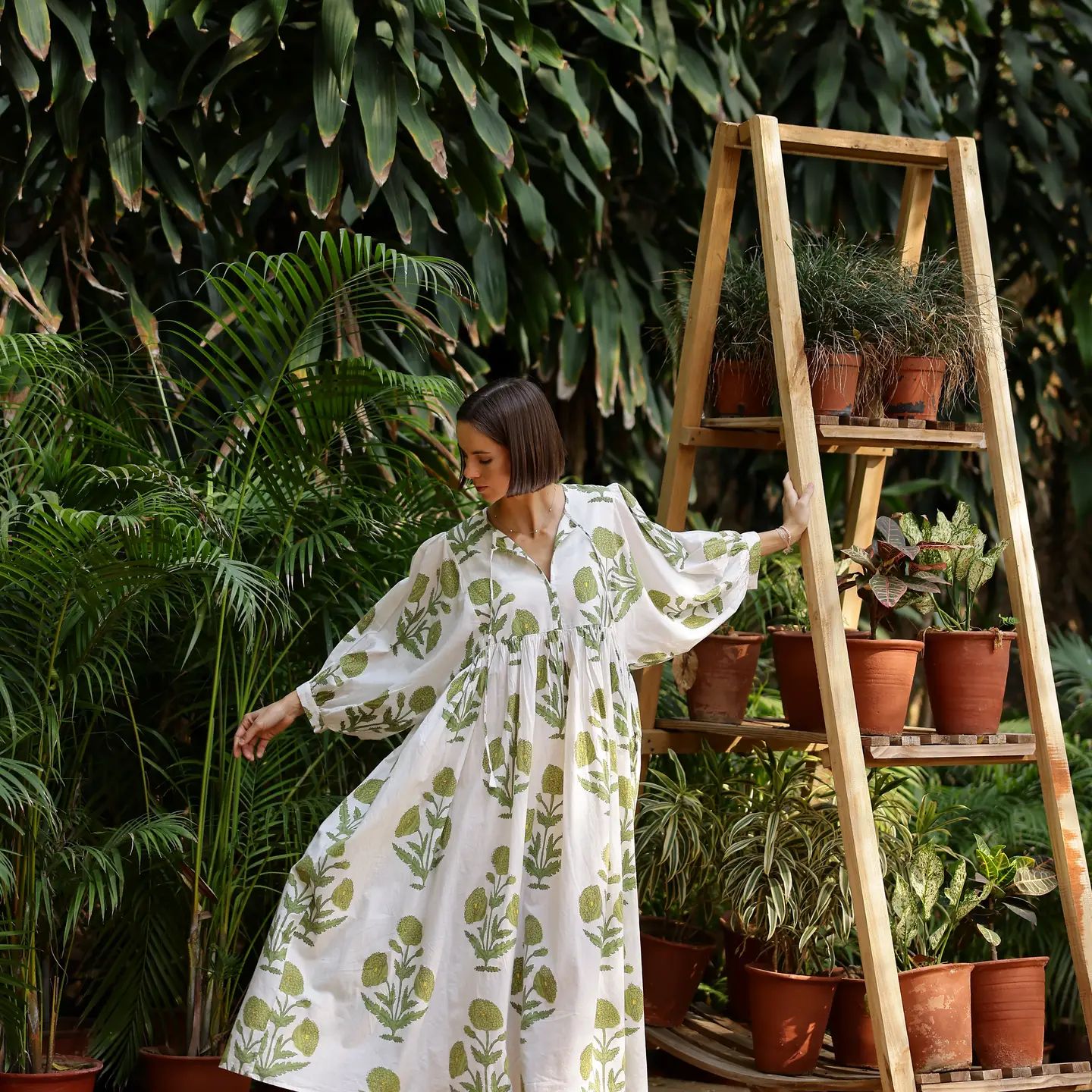 Taj Maxi Dress Green Flower