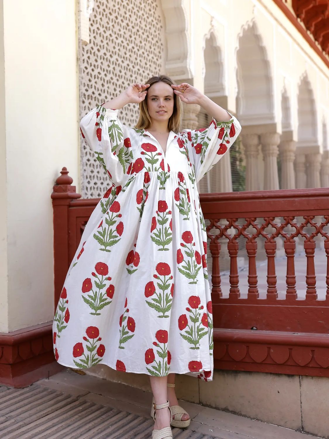 Taj Maxi Dress Red Flower