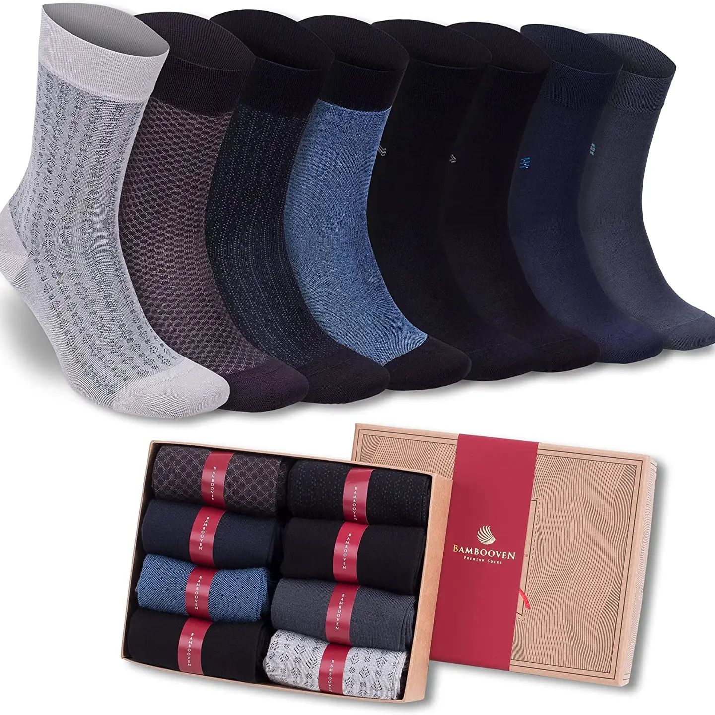 Bambooven Men’S Lightweight Dress and Trouser Socks  S/8