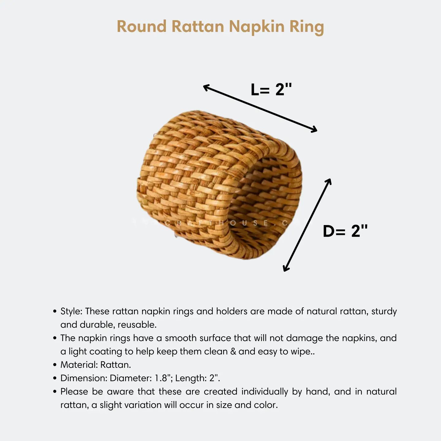Napkin Rings - Rattan