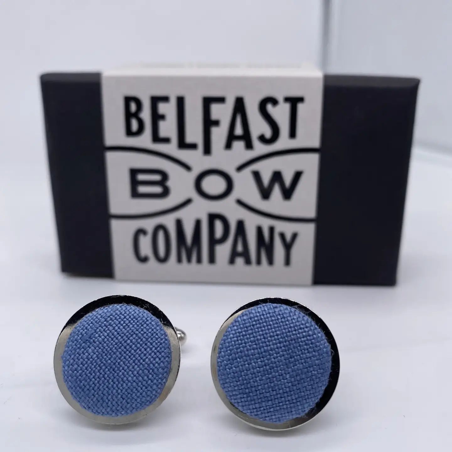 Irish Linen Cufflinks in Slate Blue