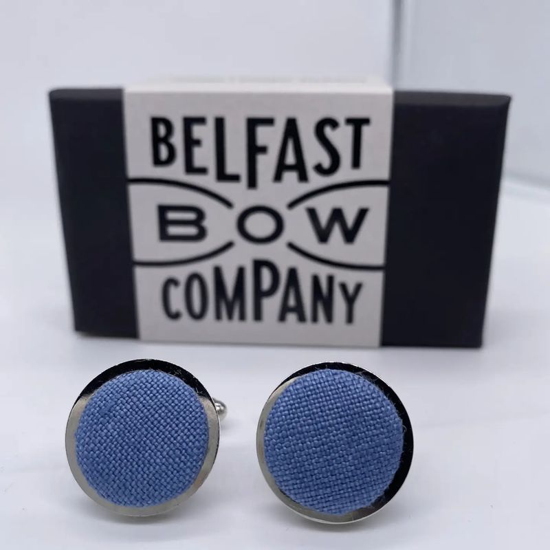 Irish Linen Cufflinks in Slate Blue
